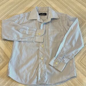 Detomaso Boys Blue & White Striped Button Down Shirt - Size 6